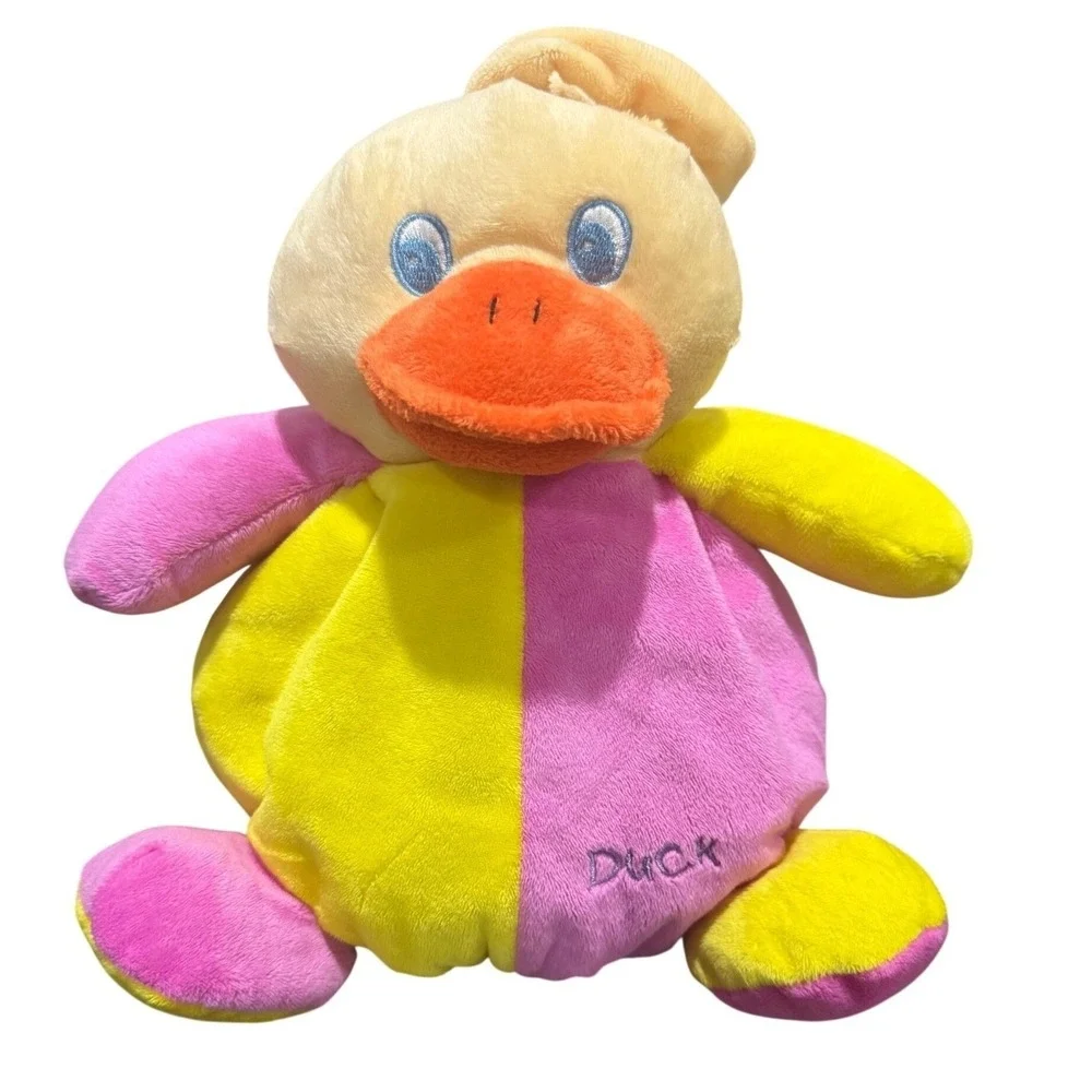 Yellow Duckies Plush Duck Rattle Lovey Baby‎ Security Blanket Pink Yellow Toy